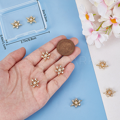 10Pcs Brass Micro Pave Clear Cubic Zirconia Connector Charms ZIRC-BBC0002-86C-1