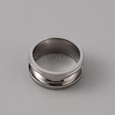 201 Stainless Steel Grooved Finger Ring Settings STAS-WH0027-26A-P-1