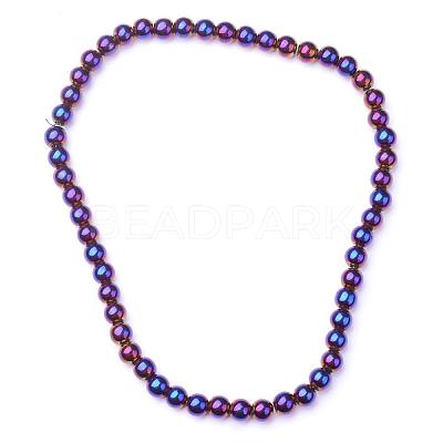 Non-magnetic Synthetic Hematite Beads Strands G-S096-6mm-6-1