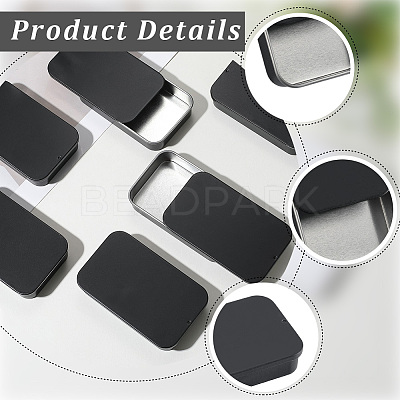 6Pcs Slide Top Tinplate Trinket Storage Boxes CON-SP0001-23E-1