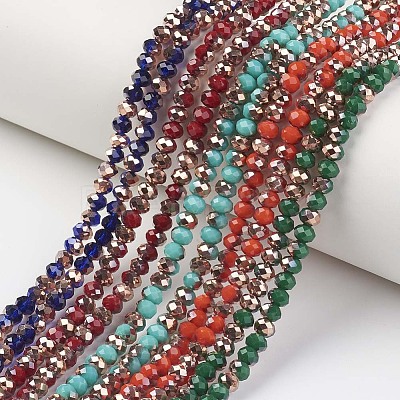 Electroplate Opaque Glass Beads Strands EGLA-A034-P6mm-N-1