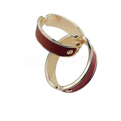Alloy and Faux Leather Hinged Bangles for Women FS-WGE9289-02-1