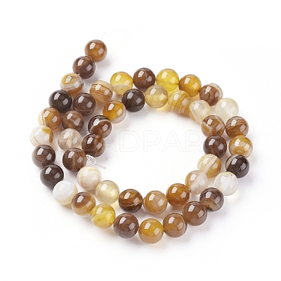 Natural Striped Agate/Banded Agate Beads Strands LS-G-G582-6mm-51-1