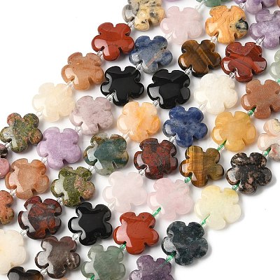 Mixed Natural Gemstone Flower Beads Strands G-L241A-07-1