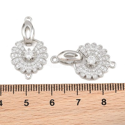 SHEGRACE Brass Micro Pave Clear Cubic Zirconia Fold Over Clasps XGRQ5K726-841P-1