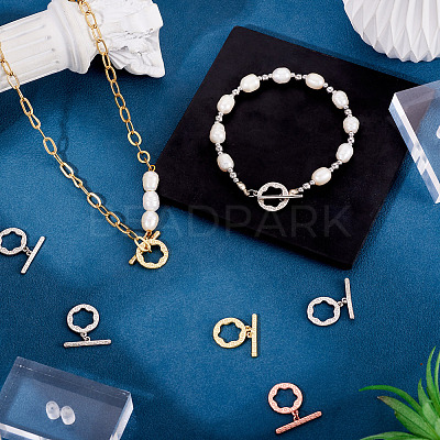 5Pcs Flat Round Brass Toggle Clasps KK-TADJ0001-23-1