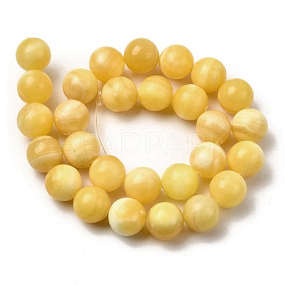 Natural Yellow Jade Beadd Strands X-G-A274-A01-14mm-1