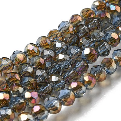 Electroplate Glass Faceted Rondelle Beads Strands EGLA-D020-6x4mm-54-1