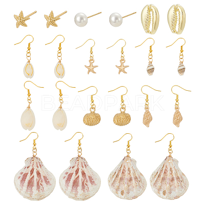 10Pair Alloy & Brass Dangle Earring & Stud Earring Sets EJEW-PH01451-1