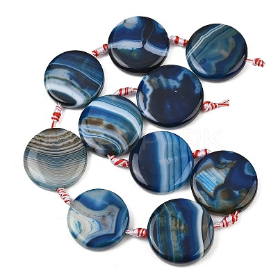 Natural Banded Agate Coin Beads Strands GG-CBAE0EB-06D-1