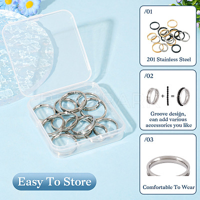 12Pcs 6 Size 201 Stainless Steel Grooved Finger Ring Settings RJEW-TA0001-06P-1