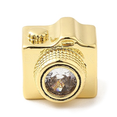 Rack Plating Brass Cubic Zirconia European Beads KK-Q784-41G-1