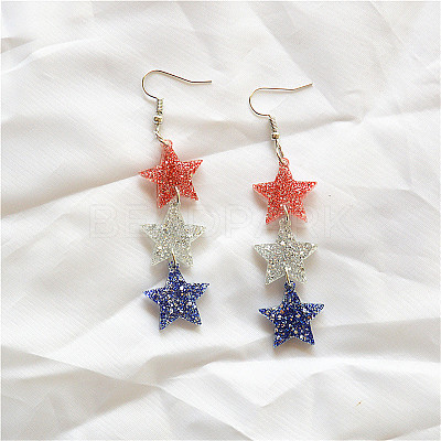Independence Day Alloy Acrylic Dangle Earrings FS-WG49294-04-1