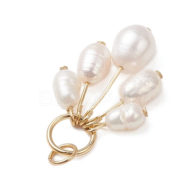 Natural Cultured Freshwater Pearl Rice Beaded Pendants PALLOY-JF04817-1