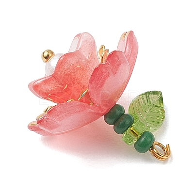 Glass Flower Pendants PALLOY-MZ01180-1