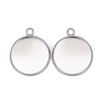 304 Stainless Steel Pendant Cabochon Settings STAS-F191-14S-F-1