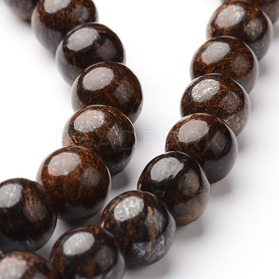 Round Natural Bronzite Bead Strands G-J346-09-8mm-1