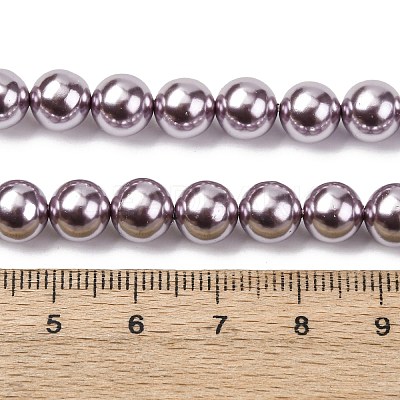 Electroplated Shell Pearl Beads Strands BSHE-G041-8mm-02-1