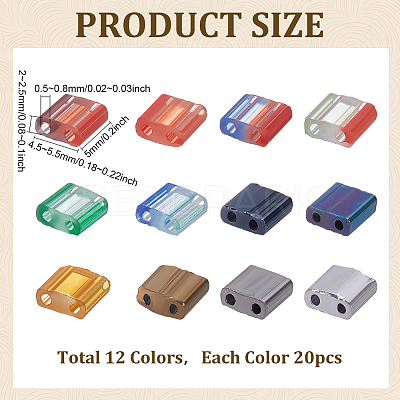 240Pcs 12 Colors 2-Hole Baking Paint Glass Seed Beads SEED-ME0001-10D-1