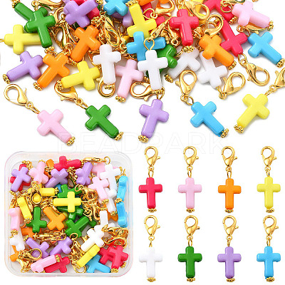 40Pcs 8 Colors Acrylic Pendant Decorations HJEW-YW00529-1