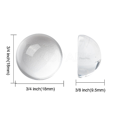 Transparent Half Round Glass Cabochons GGLA-R027-18mm-1