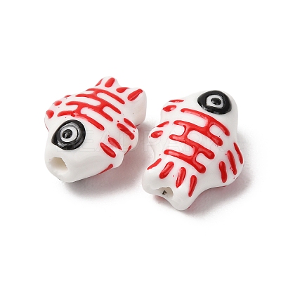 Handmade Printed Porcelain Beads PORC-F005-03B-01-1