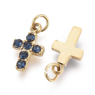 316 Surgical Stainless Steel Tiny Cross Charms STAS-F256-023B-G-1