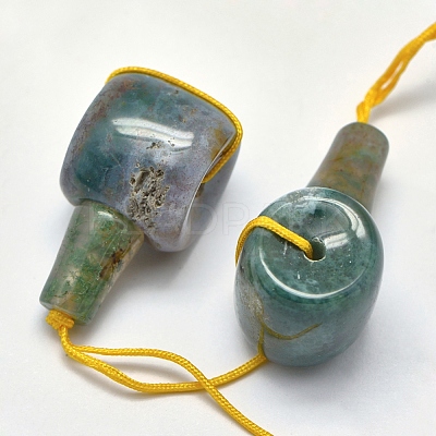 Natural Moss Agate 3 Hole Guru Beads X-G-K208-02-A-26-1