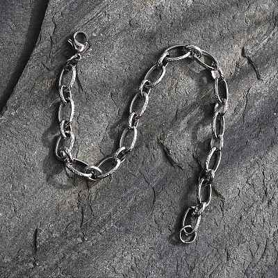 Tarnish Resistant Fashionable 304 Stainless Steel Engraved Vine Mother-son Chain Bracelets STAS-A028-B101P-1