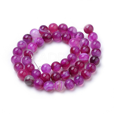 Natural Striped Agate/Banded Agate Beads Strands X-G-S259-04G-6mm-1