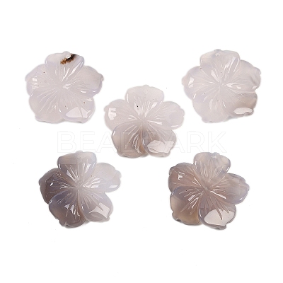Natural Grey Agate Carved Pendants G-B097-01A-05-1