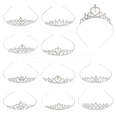 12Pcs 12 Styles Alloy Rhinestone Hair Bands OHAR-HS0001-05-1