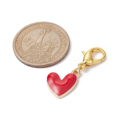 Heart Alloy Enamel Pendant Decoration HJEW-JM01491-1