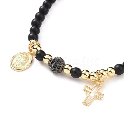 Natural Howlite & Dyed & Heated Black Agate Beaded Bracelets Sets BJEW-JB09045-1