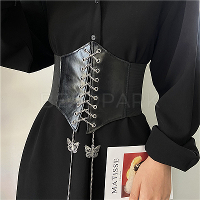 1Pc PU Leather Wide Elastic Corset Belts AJEW-WR0002-01A-1