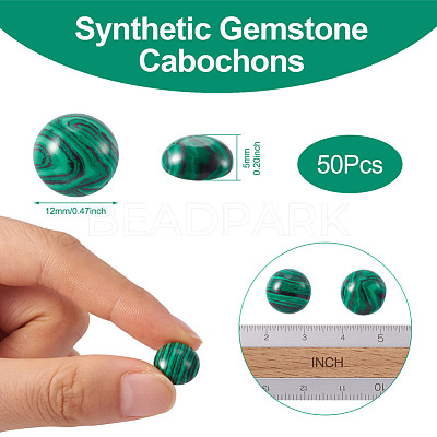 Synthetic Malachite Cabochons G-R416-12mm-38-1