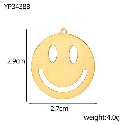 Smiling Face Charms 304 Stainless Steel Pendants X-STAS-OY004-54G-1