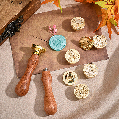 8Pcs 8 Style Wax Seal Brass Stamp Head DIY-SD0001-43-1