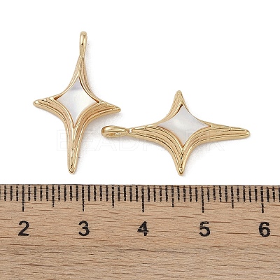 Brass Pave Shell Pendants KK-G497-09G-1