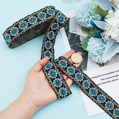 Polyester Ethnic Style Flower Embroidery Lace Ribbon OCOR-WH0067-48C-1