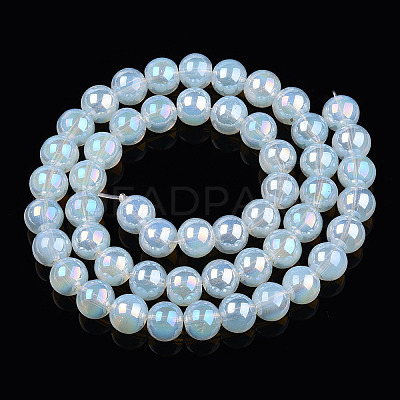Electroplate Transparent Glass Beads Strands GLAA-T032-T8mm-AB14-1