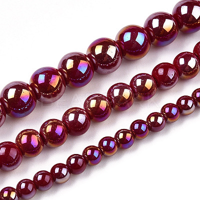 Electroplate Opaque Glass Beads Strands GLAA-T032-P6mm-AB05-1