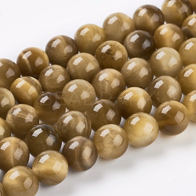 Natural Gold Tiger Eye Beads Strands X-G-C076-8mm-1AA-1
