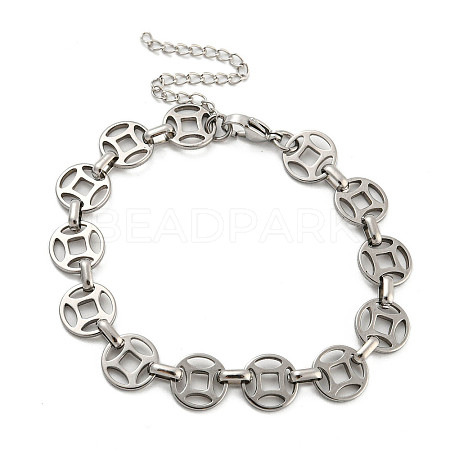 Non-Tarnish 304 Stainless Steel Coin Link Chains Bracelets for Men & Women BJEW-D042-10P-1