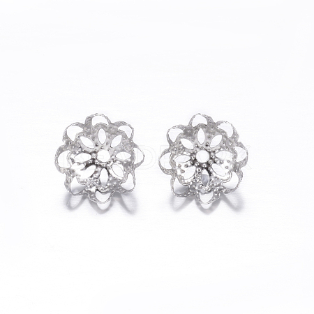 Non-Tarnish Multi-Petal 304 Stainless Steel Fancy Bead Caps X-STAS-N0013-16P-1