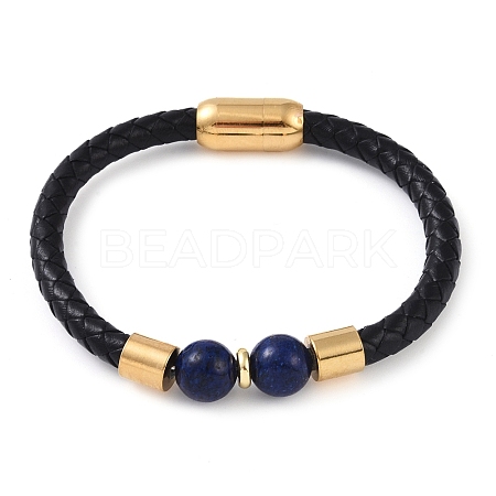10.5mm Round Natural Lapis Lazuli Bead Bracelets BJEW-A009-07G-02-1