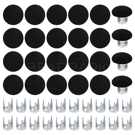 24 Bags Flat Round Cloth Cap Nail Buttons BUTT-BC0001-21A-1