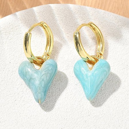 Brass Enamel Dangle Hoop Earrings for Women KK-CBA760A-06G-03-1