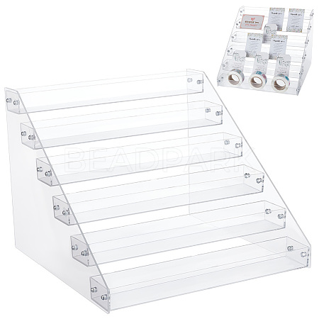 6-Tier Plastic Scrapbook Adhesive Tape Display Riser Stands ODIS-WH0086-105-1