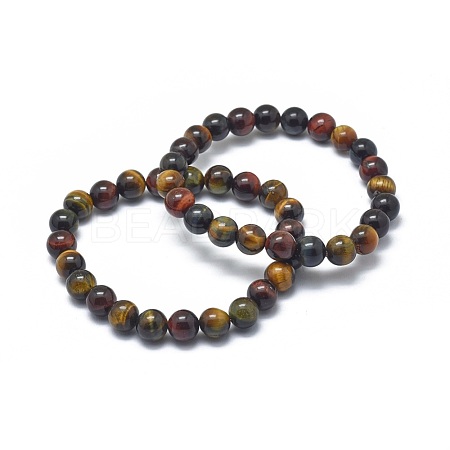 Natural Tiger Eye Bead Stretch Bracelets BJEW-K212-C-005-1